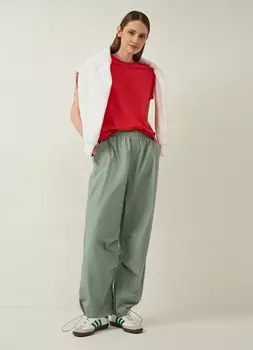 Хлопковые брюки-парашюты, Зеленый