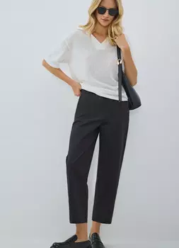 Хлопковые зауженные брюки, Черный