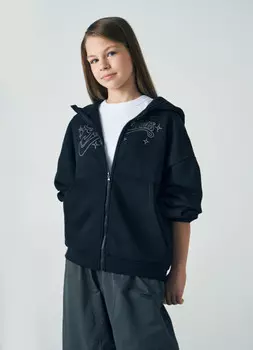 Худи на молнии для девочек, Черный