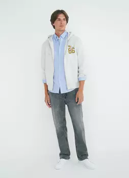 Худи на молнии с принтом, Белый