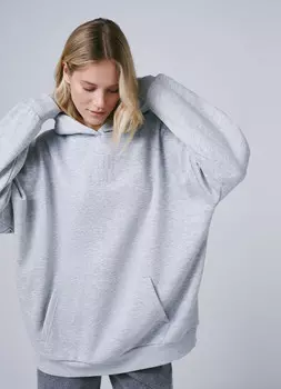 Худи оверсайз с объёмной печатью, Серый