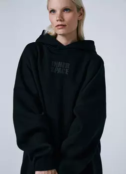 Худи оверсайз с объёмной печатью, Черный