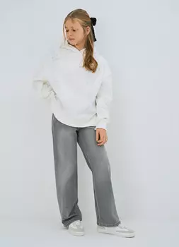 Худи оверсайз со стразами для девочек, Белый