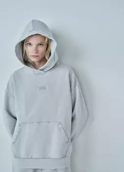 Худи с эффектом стирки, Серый