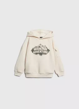 Худи с накладным карманом для мальчиков, Бежевый
