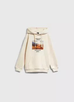 Худи с принтом для мальчиков, Бежевый