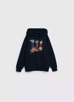 Худи с принтом для мальчиков, Черный