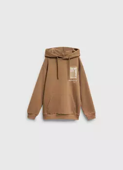 Худи с принтом для мальчиков, Коричневый