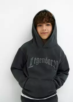 Худи с принтом для мальчиков, Серый