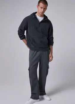 Худи с текстовой вышивкой, Серый