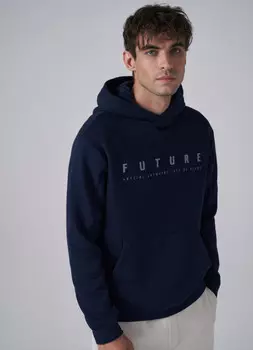 Худи с текстовым принтом, Синий