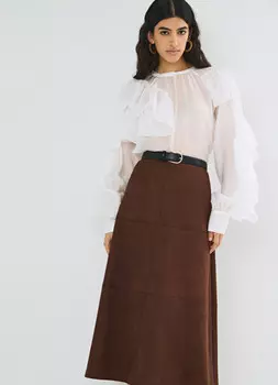 Юбка А-силуэта из замши, Оранжевый