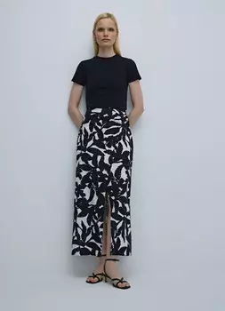 Юбка из вискозы и льна, Серый