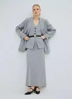 Юбка макси из поливискозы, Серый