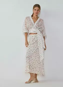 Юбка макси с принтом, Белый