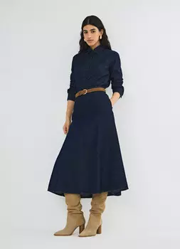 Юбка миди A-силуэта, Синий