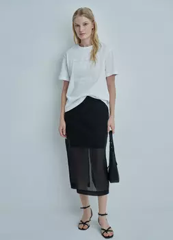 Юбка миди из органзы, Черный