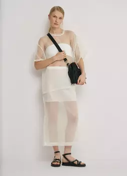 Юбка миди из органзы O'STIN х Экспедиция, Белый