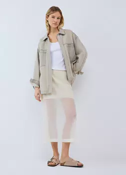 Юбка миди из органзы, Желтый