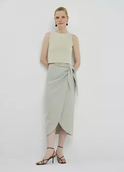 Юбка миди изо льна, Бежевый