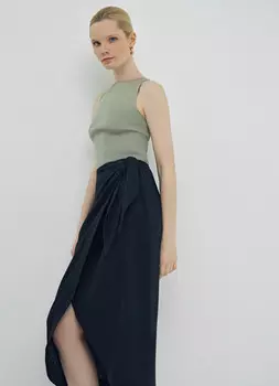 Юбка миди изо льна, Черный