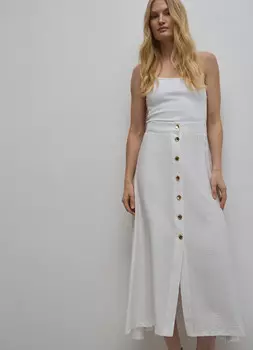Юбка миди на пуговицах, Белый