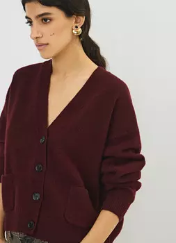 Кардиган из мягкой пряжи с шерстью, Фиолетовый