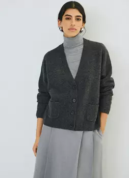 Кардиган из мягкой пряжи с шерстью, Серый