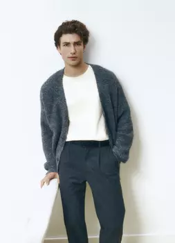 Кардиган из мягкой пряжи с шерстью, Серый