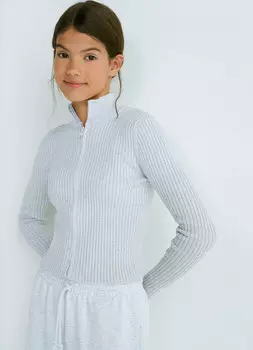 Кардиган на молнии для девочек, Серый