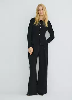 Кардиган на пуговицах с баской, Черный