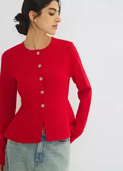 Кардиган с баской, Красный