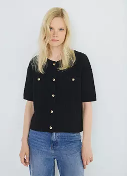 Кардиган с коротким рукавом, Черный