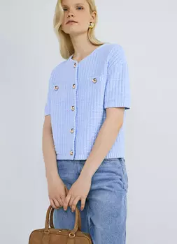 Кардиган с коротким рукавом, Голубой