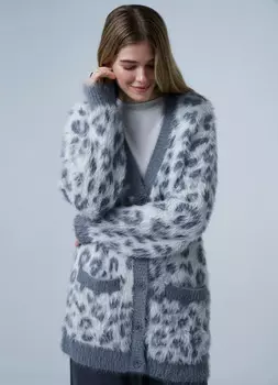 Кардиган с леопардовым принтом, Серый
