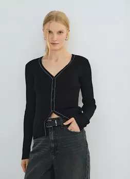 Кардиган с V-вырезом, Черный