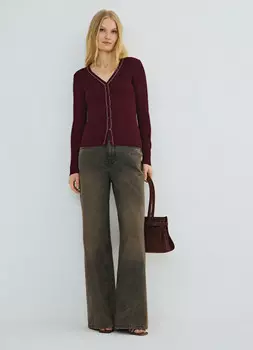 Кардиган с V-вырезом, Фиолетовый