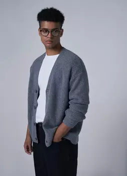 Кардиган с V-вырезом, Серый