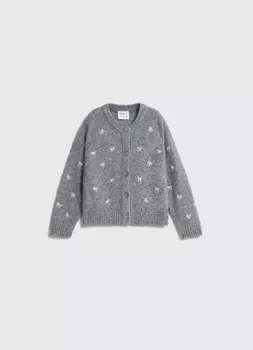 Кардиган с вышивкой для девочек, Серый