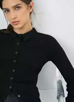 Кардиган в рубчик, Черный