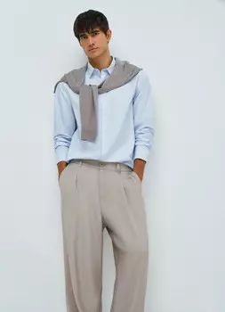 Классическая рубашка из хлопка, Голубой