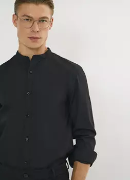 Классическая рубашка с воротником мао, Черный