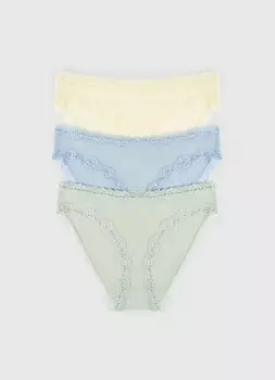 Классические трусы с кружевом, 3 шт., Желтый