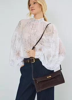 Клатч из натуральной кожи с крокодиловым тиснением O'STIN x Яндекс Книги, Фиолетовый