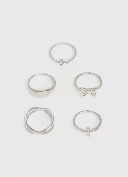 Кольца для девочек, 5 шт., Серебряный