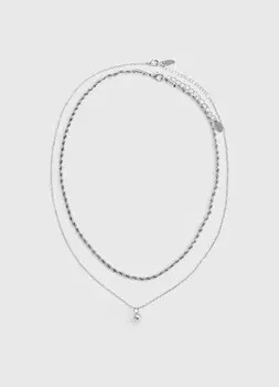 Колье, 2 шт., Серебряный