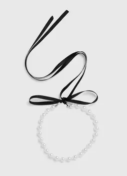 Колье с искусственным жемчугом, Белый