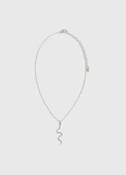 Колье с подвеской в форме змеи, Серебряный