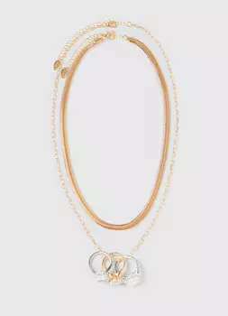 Колье с тремя кольцами O'STIN x Яндекс Книги, Золотой