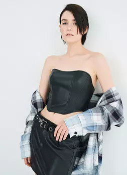 Корсет из экокожи, Черный